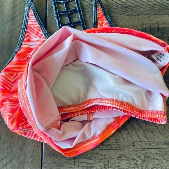 Pink Lotus Racer Back Tank, Orange and Pink, XS - Picture 3 of 8